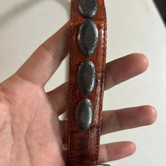 Richard Gampel Belt, Brown Vintage, Crocodile, Made in France, Brown Belt 38" - Picture 3 of 8